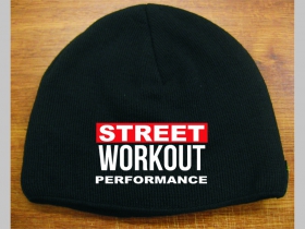 Street Workout Performance  čierna pletená čiapka stredne hrubá vo vnútri naviac zateplená, univerzálna veľkosť, materiálové zloženie 100% akryl